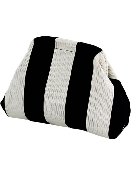 Handbags - Women's White Black Clutch Purses Dumpling Striped Summer Beach Evening Handbag